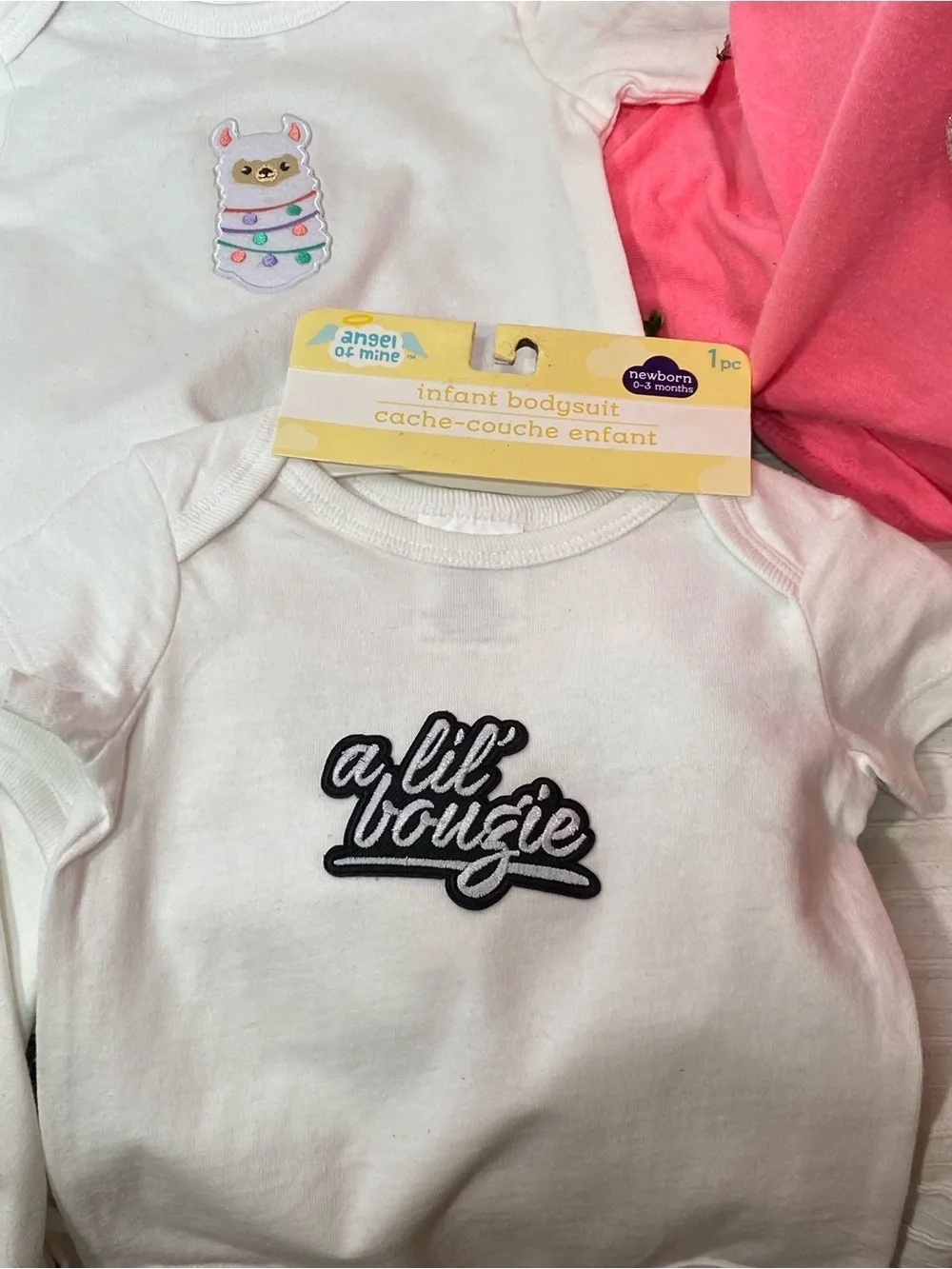 Infant White Bodysuit with Pink Cupcake Graphic up cycled